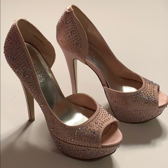 Bakers Sexy Showstoppr Satin Rhinestone Platforms - Picture 10 of 15